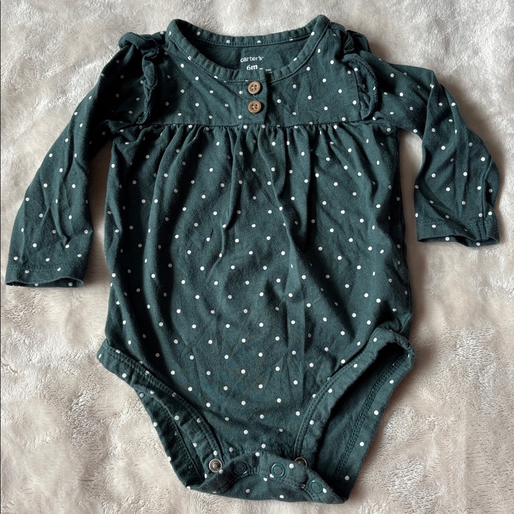 Baby Carter’s Hoodie Black Dot Dress Gold Heart Cheetah Fruit Print Onesies 6 M - Picture 7 of 9